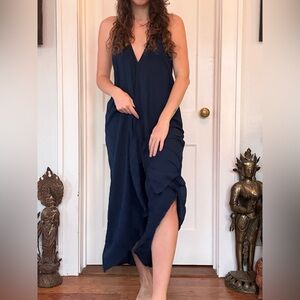 Deep blue halter maxi dress. One size